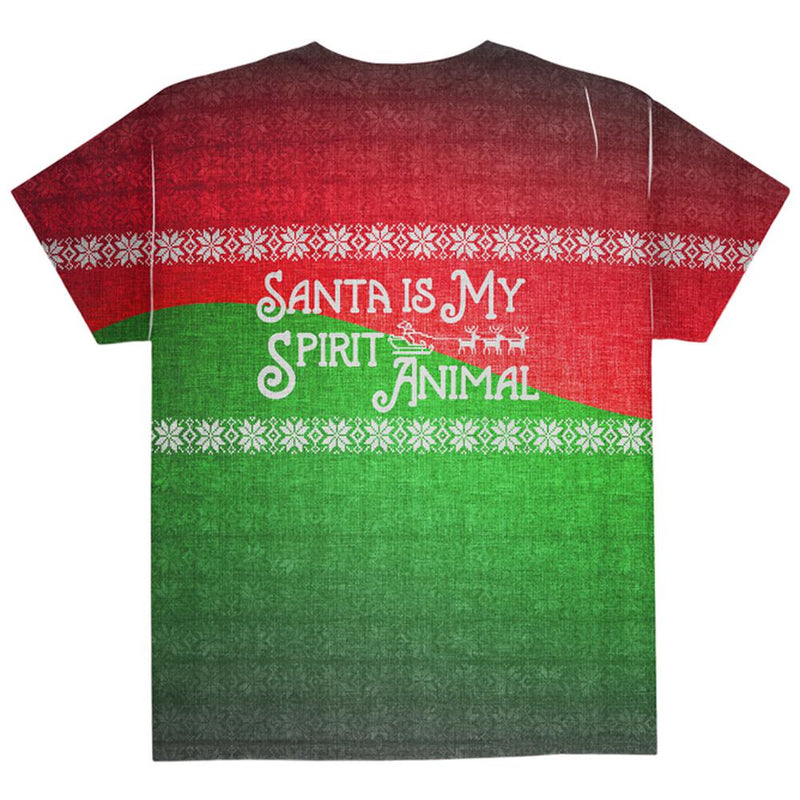 Christmas Santa is My Spirit Animal Sweater All Over Youth T Shirt Youth T-Shirts Old Glory   