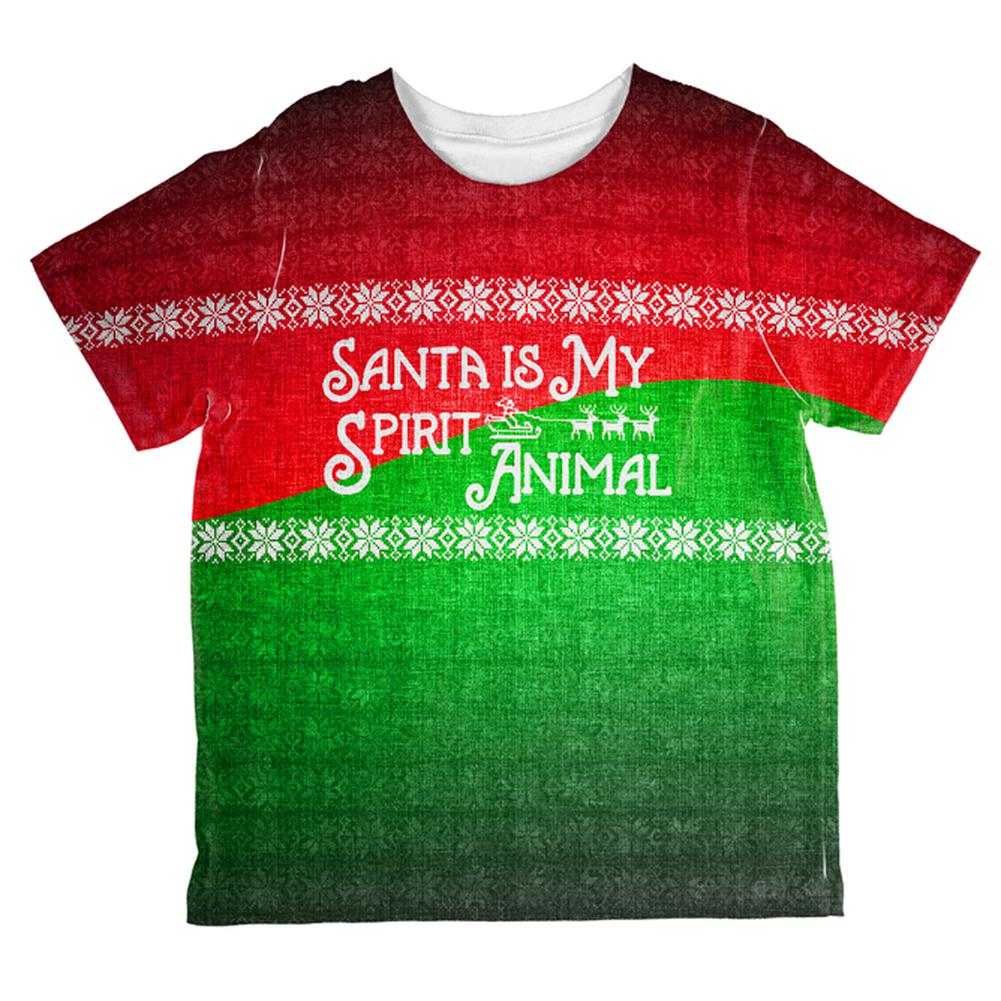 Christmas Santa is My Spirit Animal Sweater All Over Toddler T Shirt Toddler T-Shirts Old Glory 2T Multi 