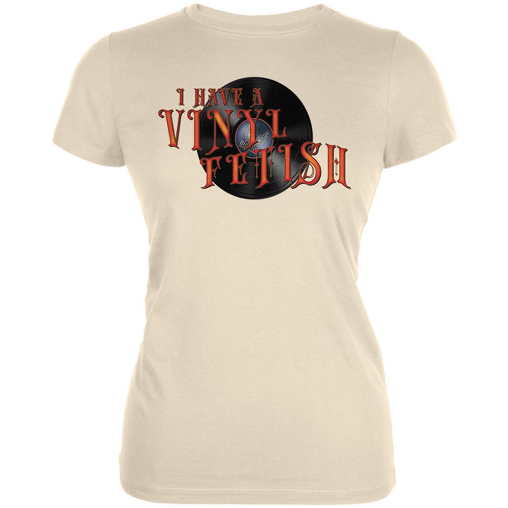 I Have A Vinyl Record Fetish Funny Juniors Soft T Shirt Juniors T-Shirts Old Glory LG Cream 