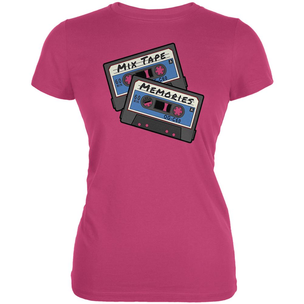 Mix Tape Memories Cassette Juniors Soft T Shirt Juniors T-Shirts Old Glory LG Bright Berry 