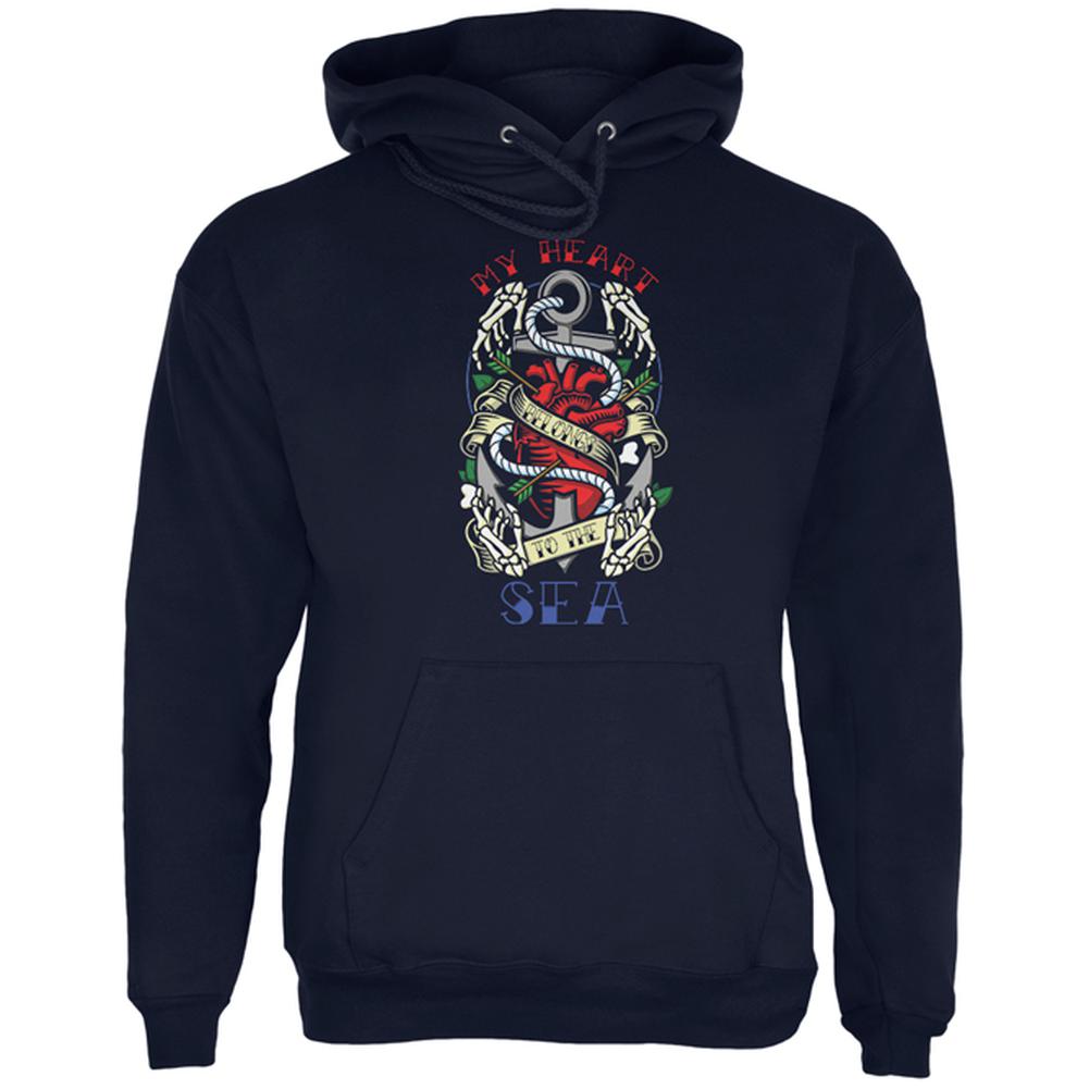 My Heart Belongs To The Sea Tattoo Mens Hoodie Men's Hoodies Old Glory 2XL Navy 