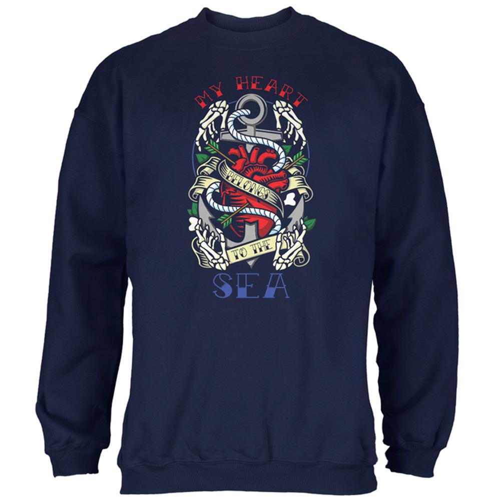 My Heart Belongs To The Sea Tattoo Mens Sweatshirt Men's Sweatshirts Old Glory 2XL Navy 