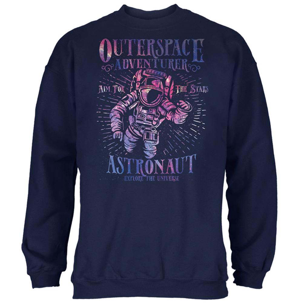 Outer Space Adventurer Astronaut Aim For The Stars Mens Sweatshirt Men's Sweatshirts Old Glory 2XL Navy 