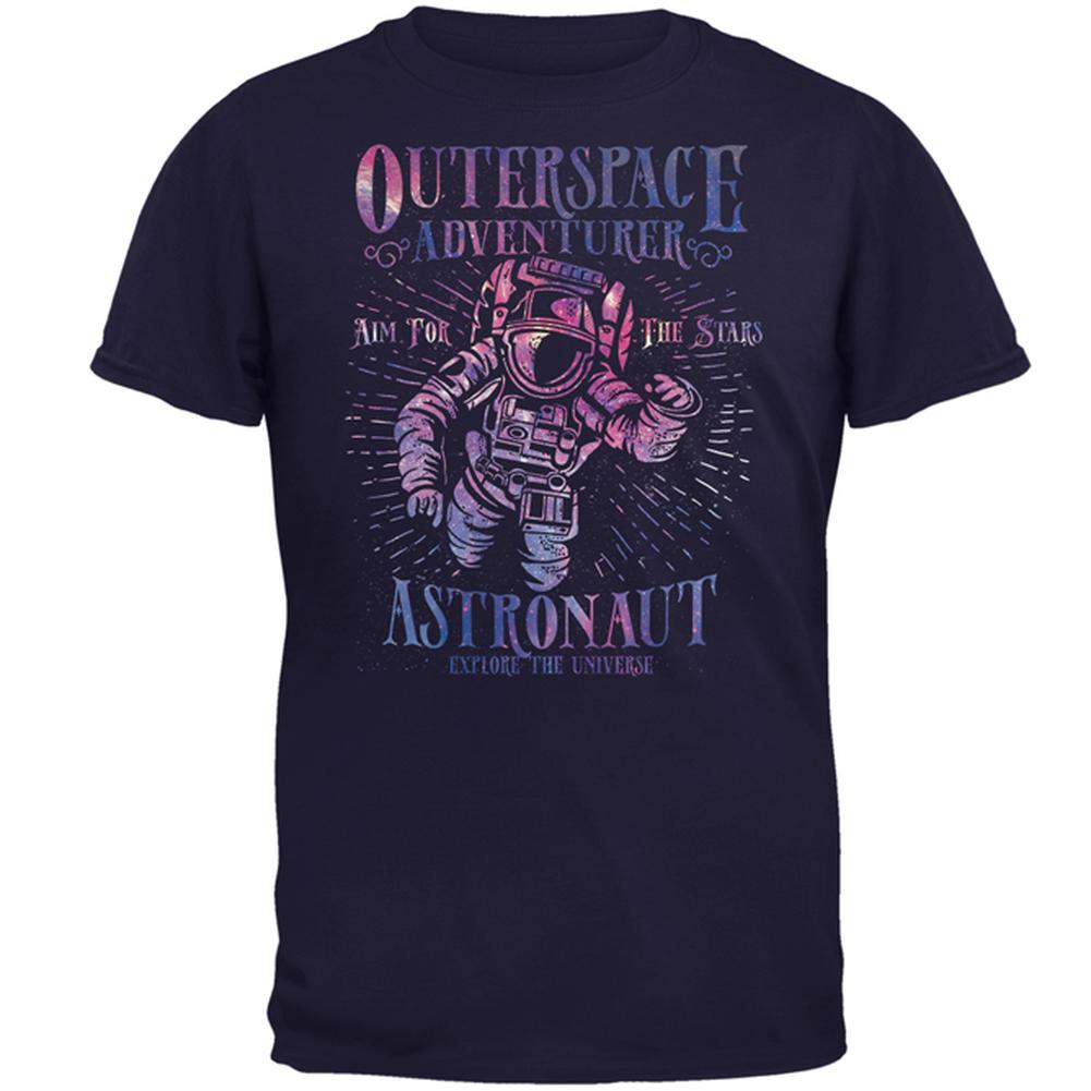 Outer Space Adventurer Astronaut Aim For The Stars Mens T Shirt Men's T-Shirts Old Glory 2XL Navy 