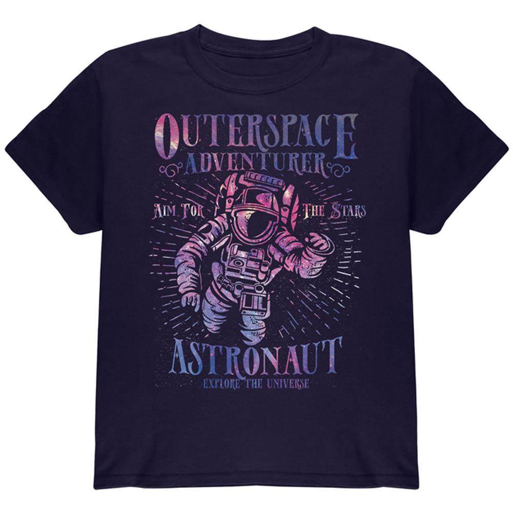 Outer Space Adventurer Astronaut Aim For The Stars Youth T Shirt Youth T-Shirts Old Glory LG Navy 