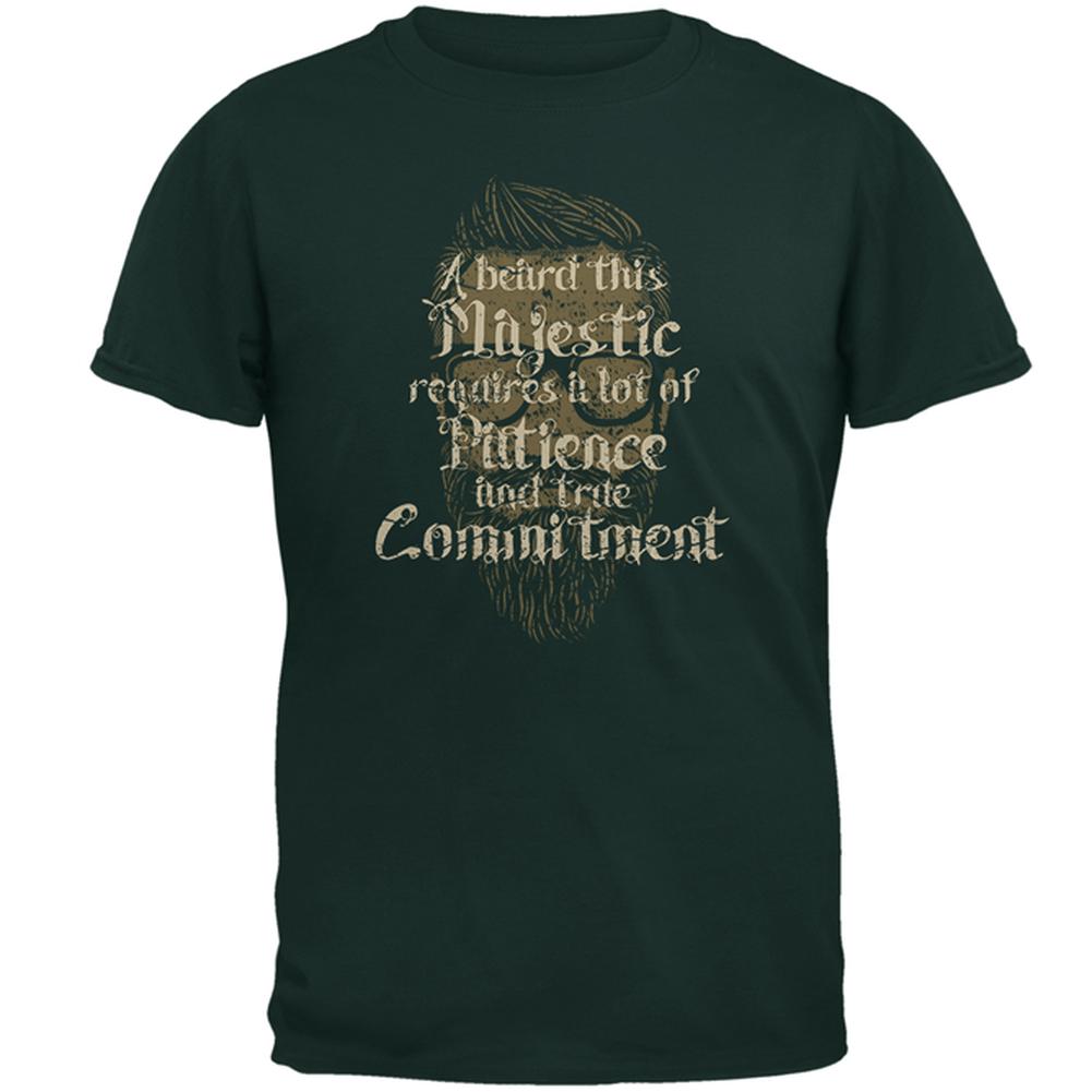 Hipster Beard Majestic Patience Commitment Mens T Shirt Men's T-Shirts Old Glory 2XL Forest Green 