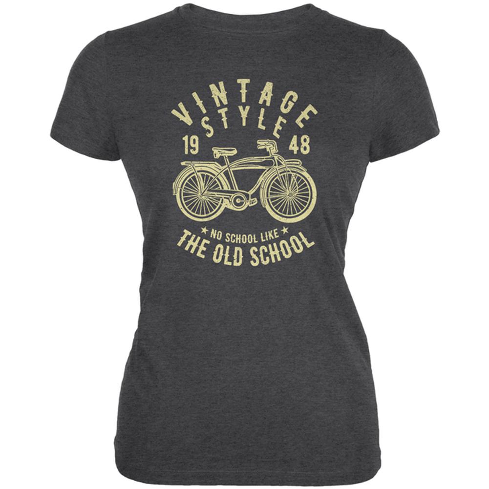 Vintage Style Old School Bicycle Juniors Soft T Shirt Juniors T-Shirts Old Glory 2XL Deep Heather 