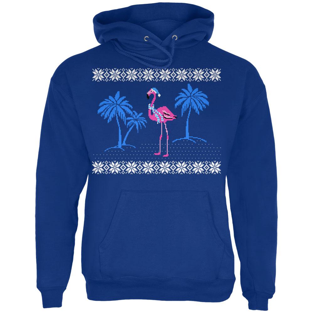 Flamingo Winter Ugly Christmas Sweater Mens Hoodie Men's Hoodies Old Glory 2XL Deep Royal 