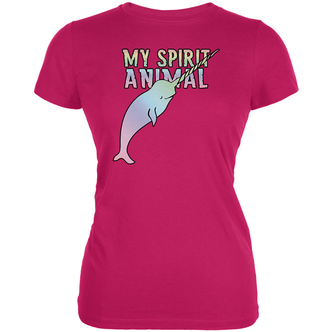 My Spirit Animal Narwhal Unicorn Of The Sea Pastel Juniors Soft T Shirt Juniors T-Shirts Old Glory LG Berry Pink 