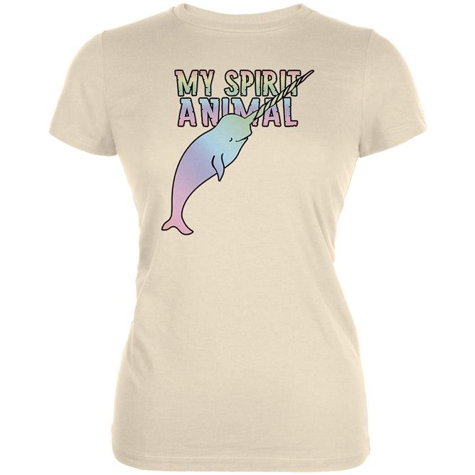 My Spirit Animal Narwhal Unicorn Of The Sea Pastel Juniors Soft T Shirt Juniors T-Shirts Old Glory LG Cream 