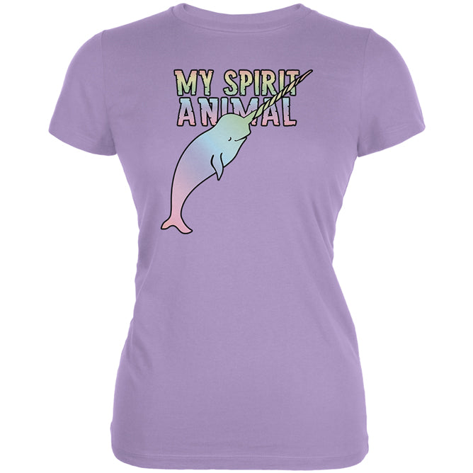 My Spirit Animal Narwhal Unicorn Of The Sea Pastel Juniors Soft T Shirt Juniors T-Shirts Old Glory LG Lavender 