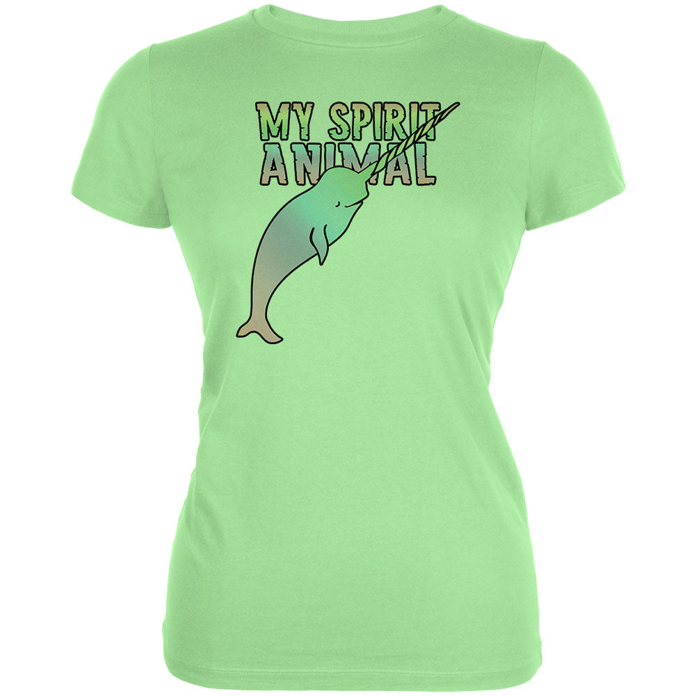 My Spirit Animal Narwhal Unicorn Of The Sea Pastel Juniors Soft T Shirt Juniors T-Shirts Old Glory LG Mint 