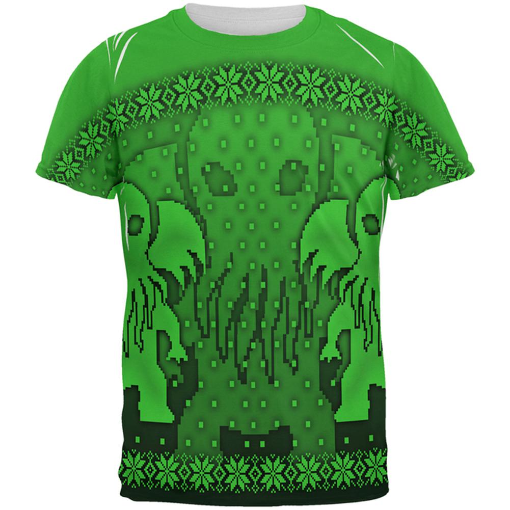 Ugly Christmas Sweater Big Cthulhu Greater Gods All Over Mens T Shirt Men's T-Shirts Old Glory 2XL Multi 