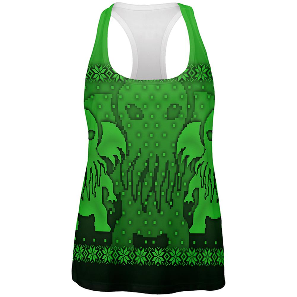 Ugly Christmas Sweater Big Cthulhu Greater Gods All Over Womens Work Out Tank Top Women's Tank Tops Old Glory 2XL Multi 