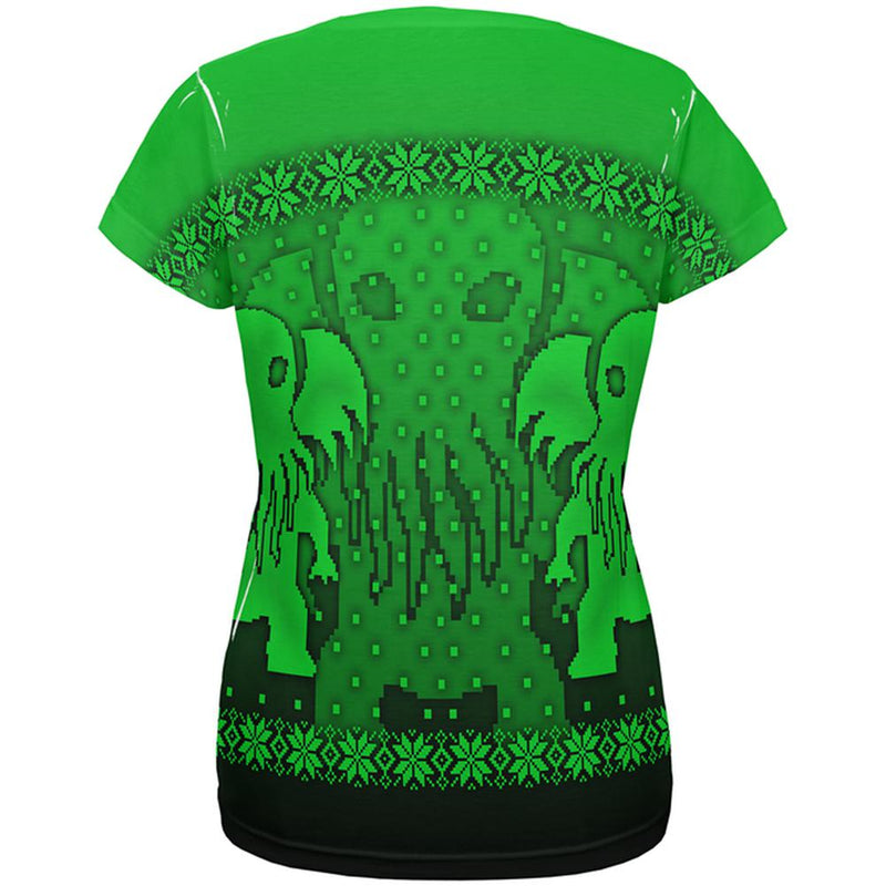 Ugly Christmas Sweater Big Cthulhu Greater Gods All Over Womens T Shirt Women's T-Shirts Old Glory   