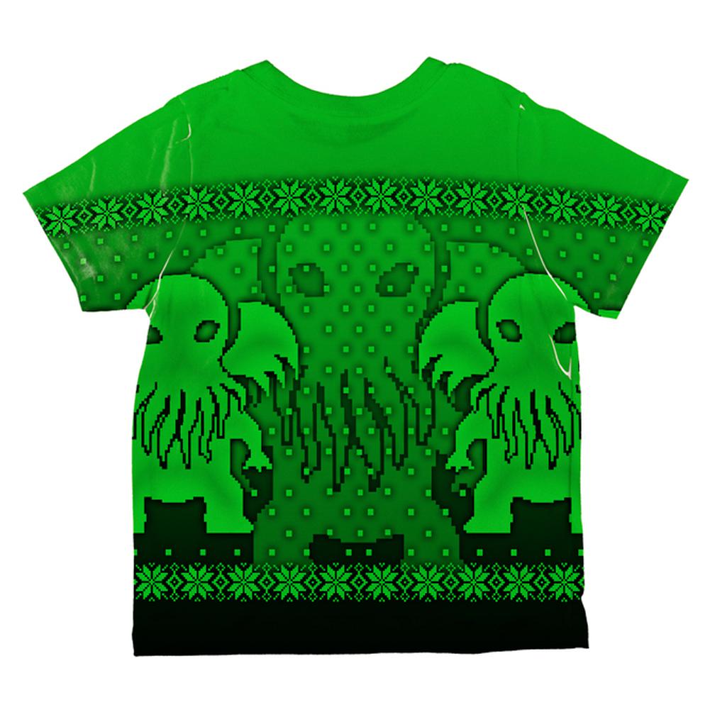 Ugly Christmas Sweater Big Cthulhu Greater Gods All Over Toddler T Shirt Toddler T-Shirts Old Glory   