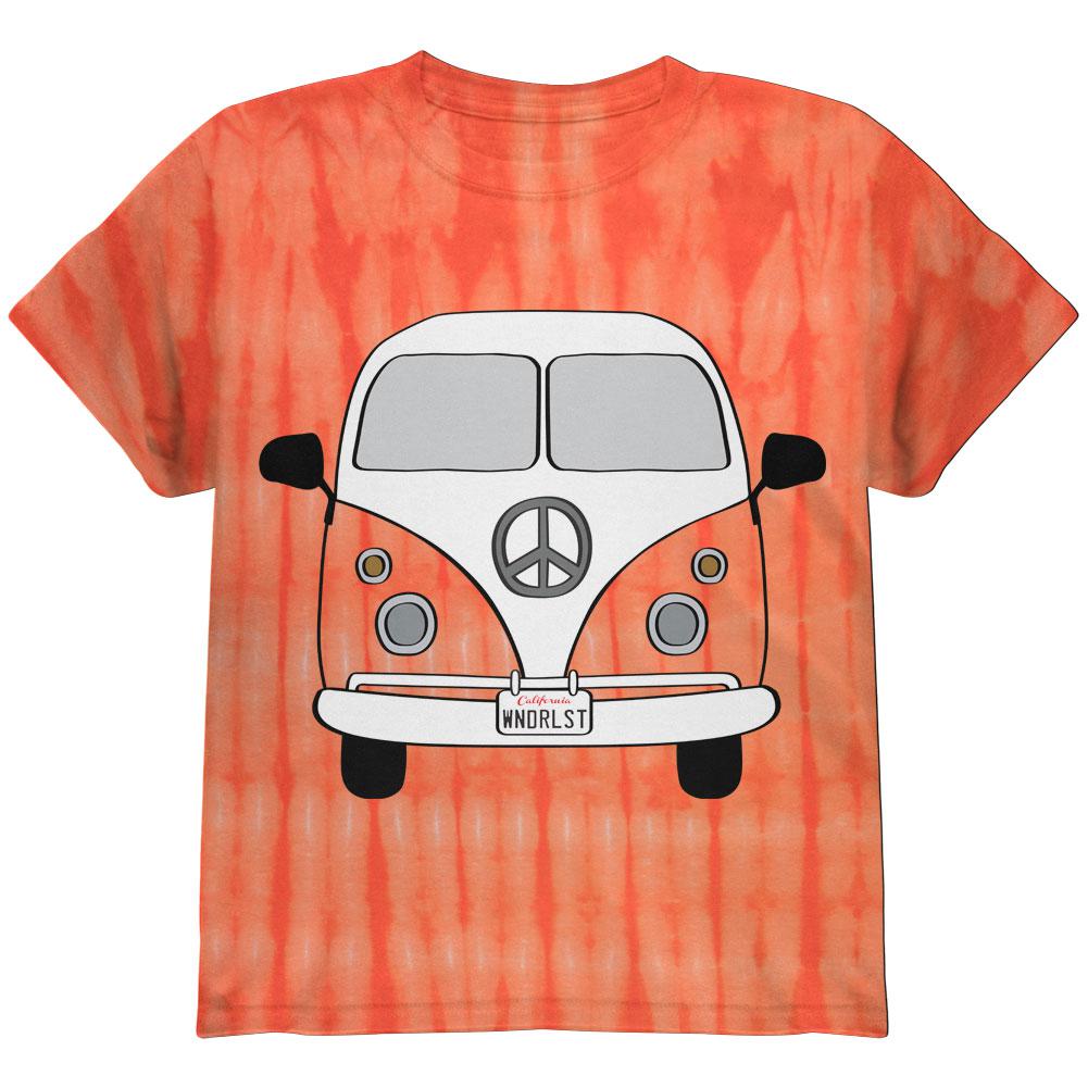 PEACE SIGN HIPPIE BUS YOUTH GRAPHIC T-SHIRT Youth T-Shirts Old Glory SM Bamboo Orange Tie Dye 