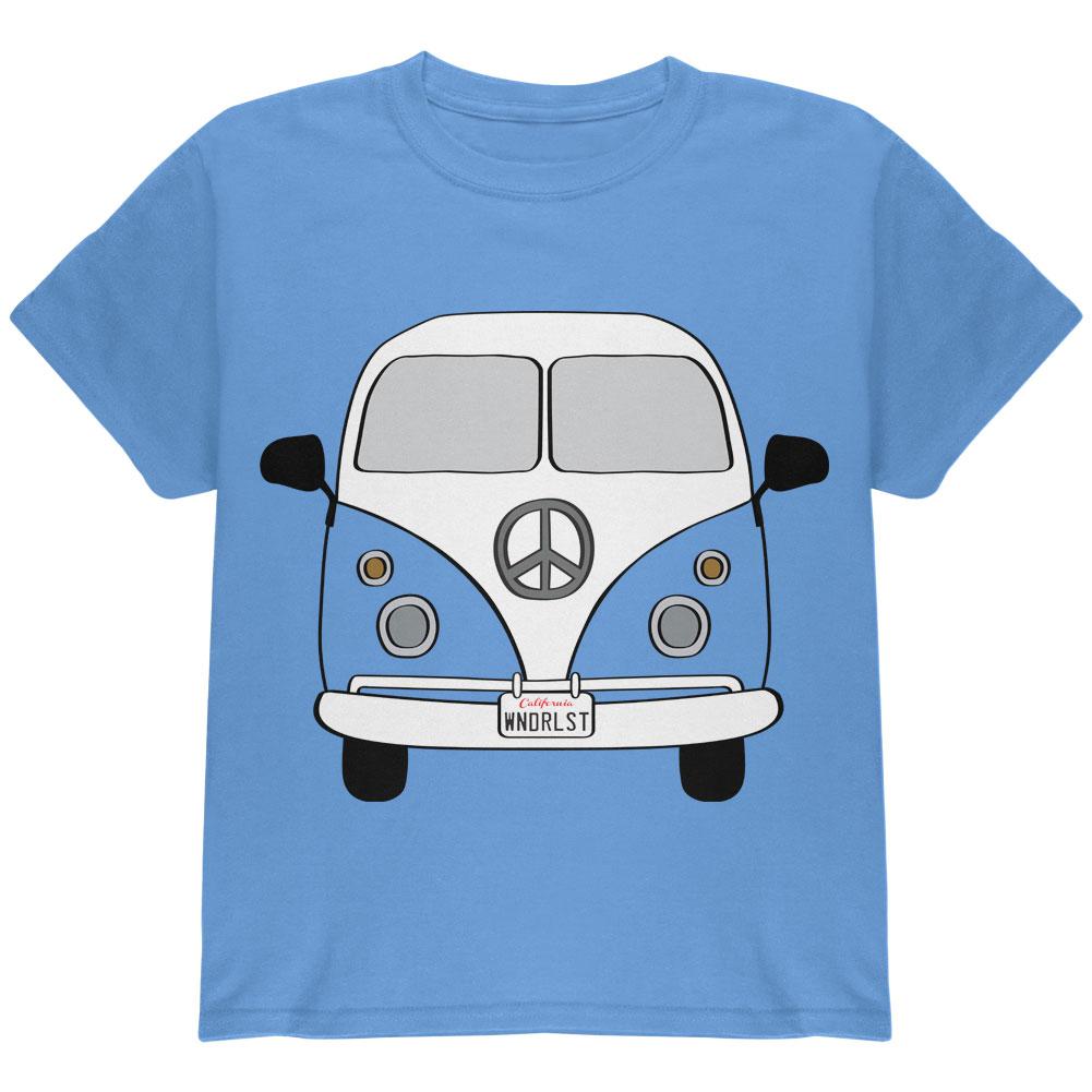 PEACE SIGN HIPPIE BUS YOUTH GRAPHIC T-SHIRT Youth T-Shirts Old Glory SM Carolina Blue 