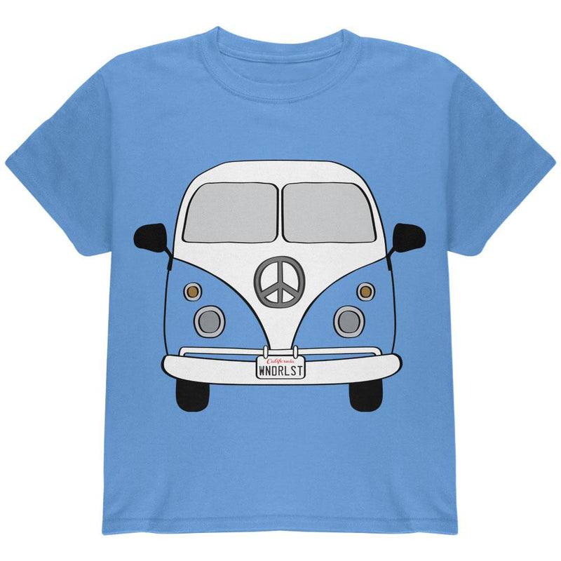 PEACE SIGN HIPPIE BUS YOUTH GRAPHIC T-SHIRT Youth T-Shirts Old Glory SM Carolina Blue 