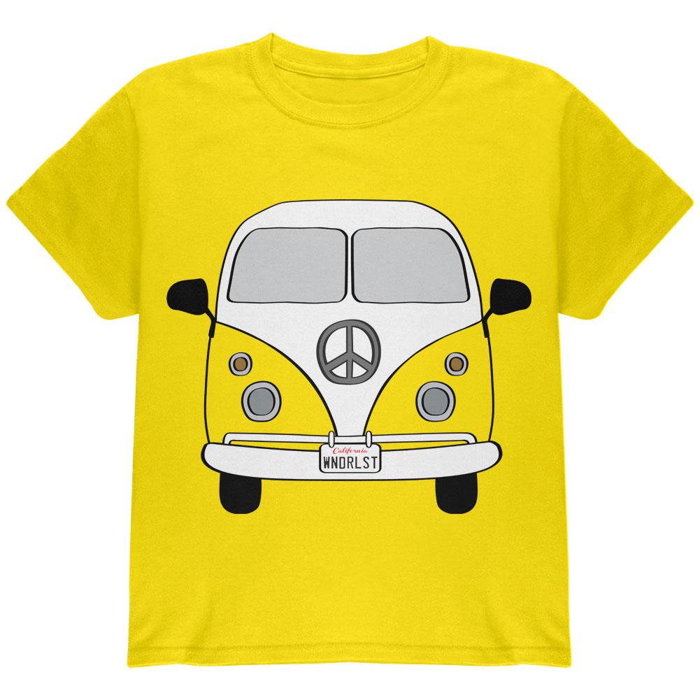 PEACE SIGN HIPPIE BUS YOUTH GRAPHIC T-SHIRT Youth T-Shirts Old Glory XS Yellow 