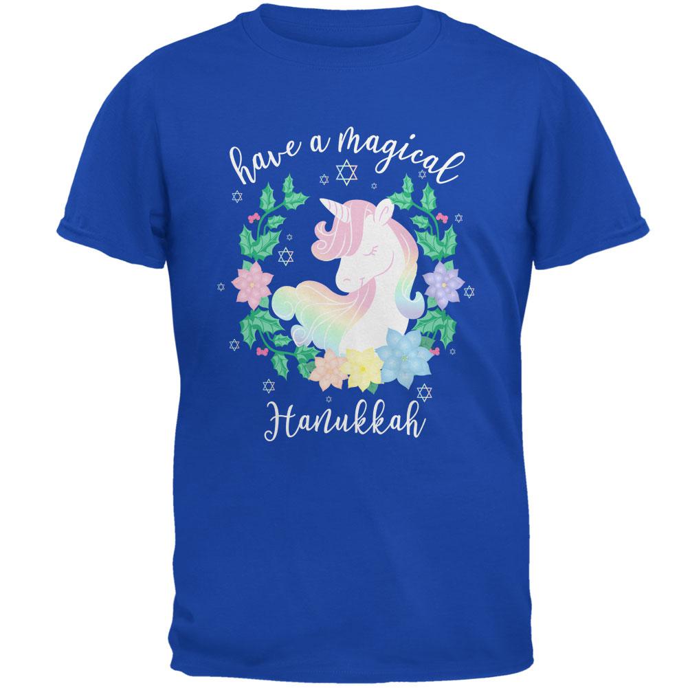 Have a Magical Hanukkah Unicorn Mens Soft T Shirt Men's T-Shirts Old Glory 2XL Royal 