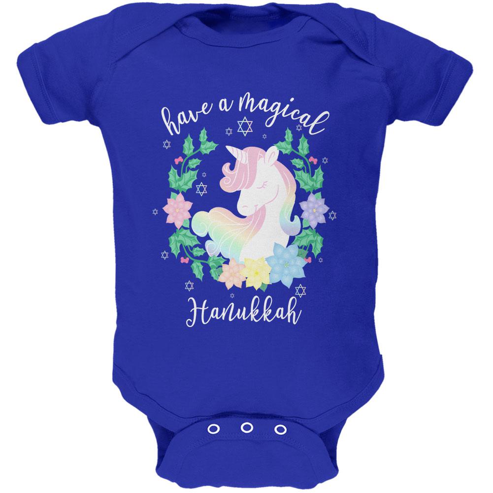 Have a Magical Hanukkah Unicorn Soft Baby One Piece Baby One Piece Old Glory 0-3M Royal 