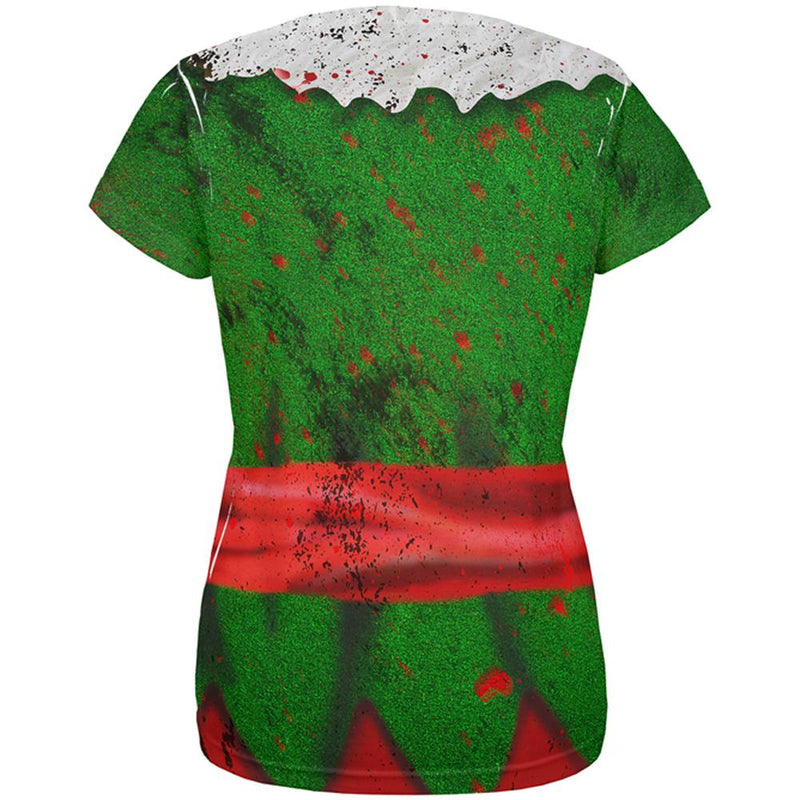 Christmas Zombie Attack Survivor Elf Costume All Over Womens T Shirt Women's T-Shirts Old Glory   