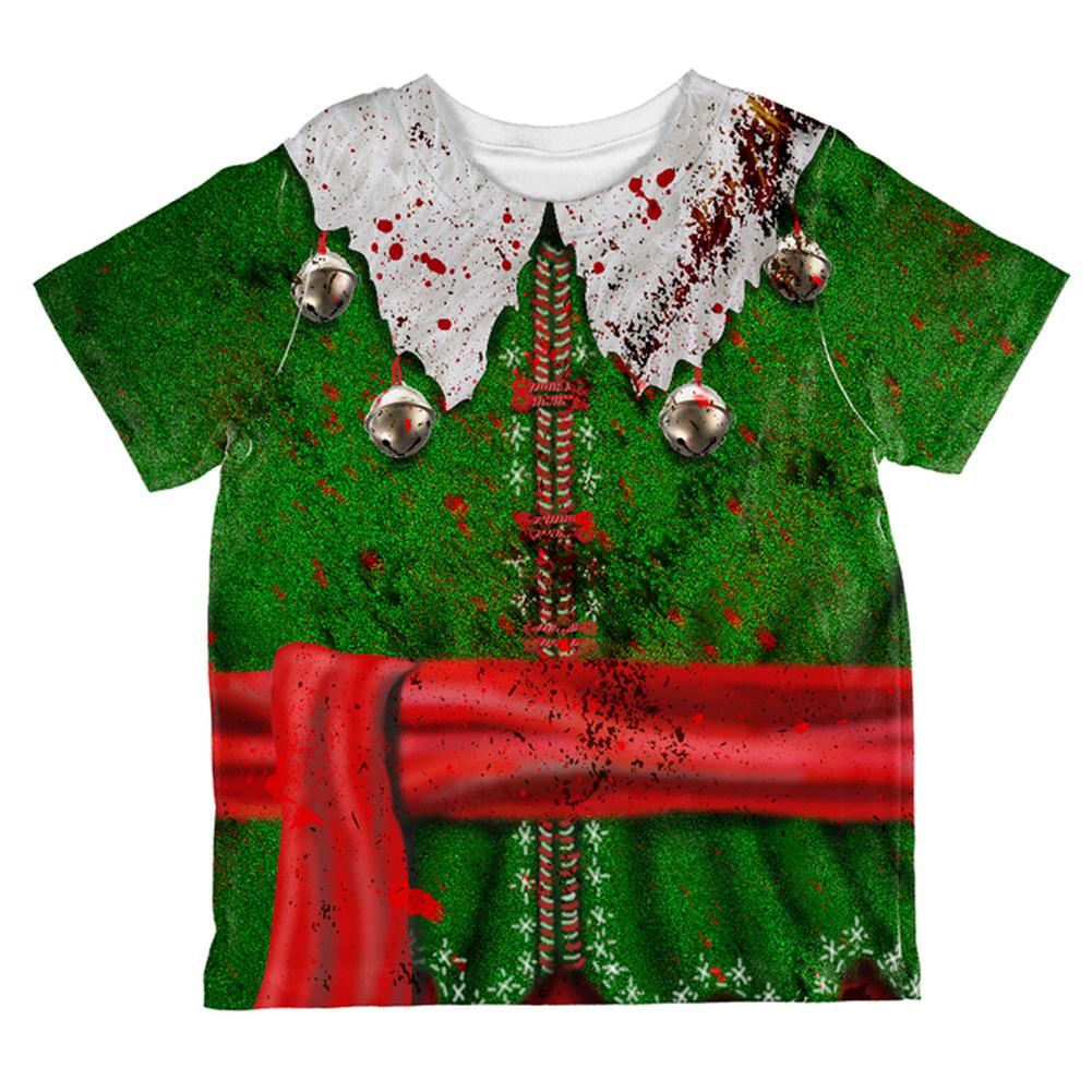 Christmas Zombie Attack Survivor Elf Costume All Over Toddler T Shirt Toddler T-Shirts Old Glory 2T Multi 