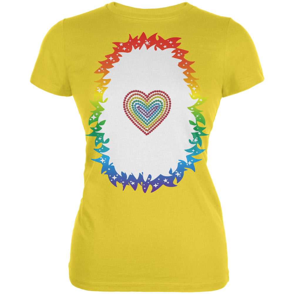 Halloween Rainbow Heart Unicorn Costume Pony Juniors Soft T Shirt Juniors T-Shirts Old Glory 2XL Bright Yellow 