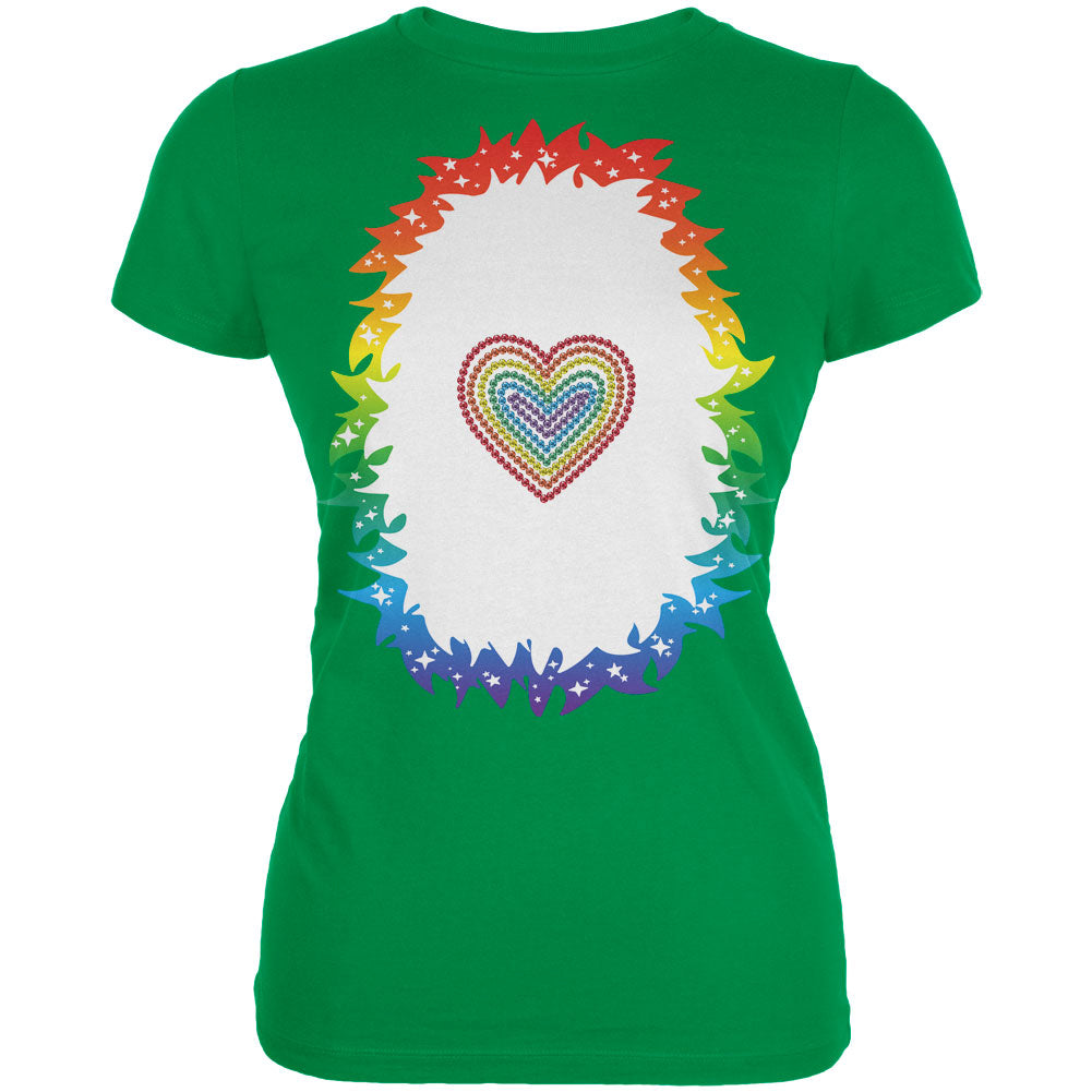 Halloween Rainbow Heart Unicorn Costume Pony Juniors Soft T Shirt Juniors T-Shirts Old Glory 2XL Irish Green 