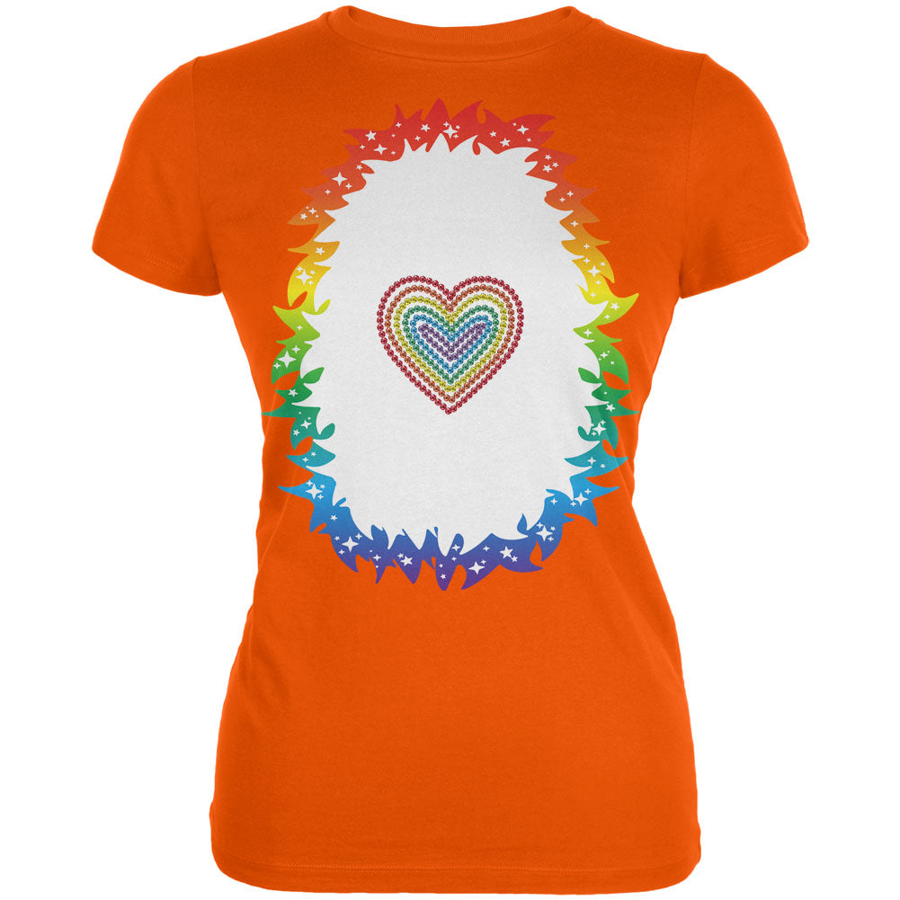 Halloween Rainbow Heart Unicorn Costume Pony Juniors Soft T Shirt Juniors T-Shirts Old Glory 2XL Orange 