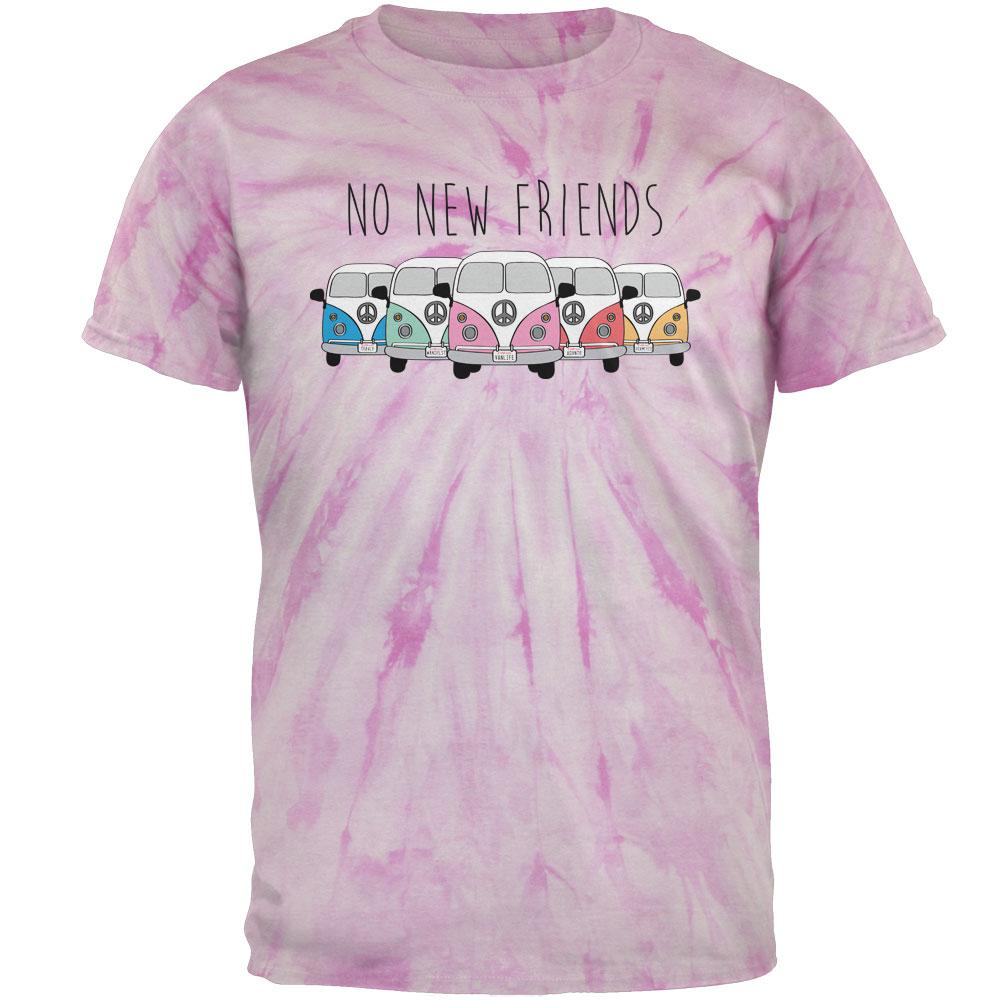 Hippie Van No New Friends Bus Camper Mens T Shirt Men's T-Shirts Old Glory LG Pinwheel Pink Tie Dye 