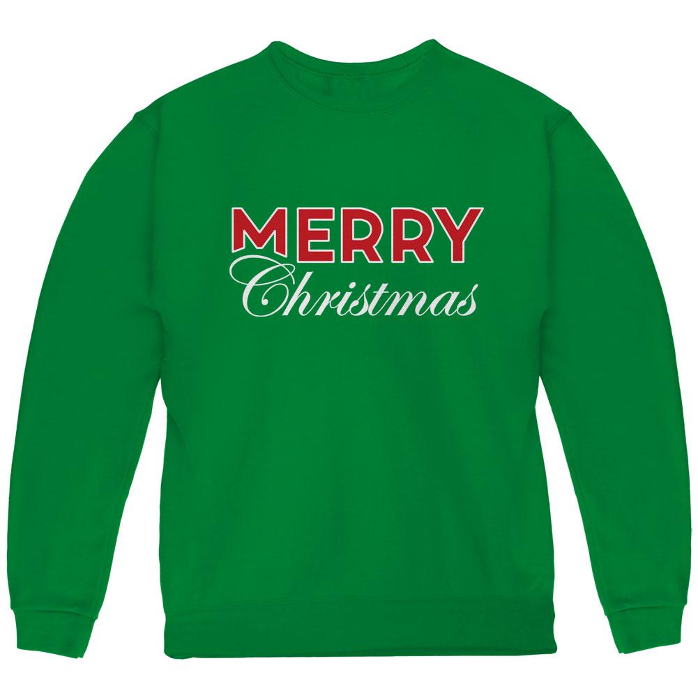 Holiday Merry Christmas Youth Sweatshirt Youth Sweatshirts Old Glory LG Green 