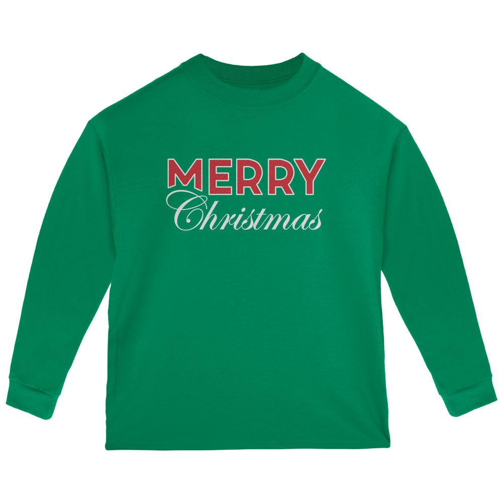 Holiday Merry Christmas Toddler Long Sleeve T Shirt Toddler Long Sleeves Old Glory 2T Green 