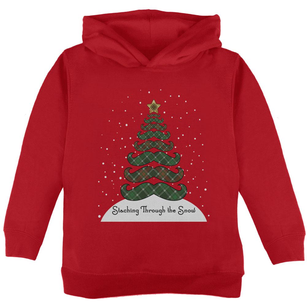 Christmas Staching Dashing Through the Snow Mustache Pun Toddler Hoodie Toddler Hoodies Old Glory 2T Red 