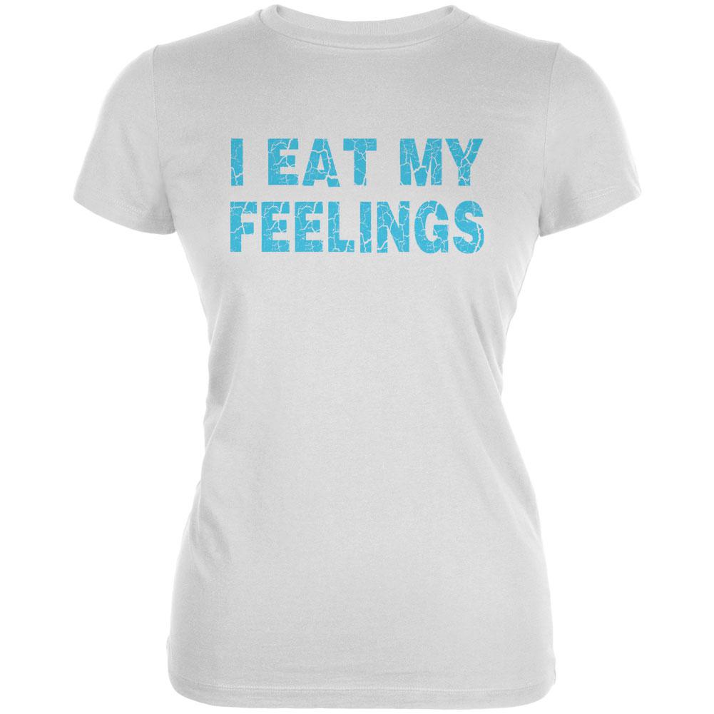 I Eat My Feelings Juniors Soft T Shirt Juniors T-Shirts Old Glory 2XL White 