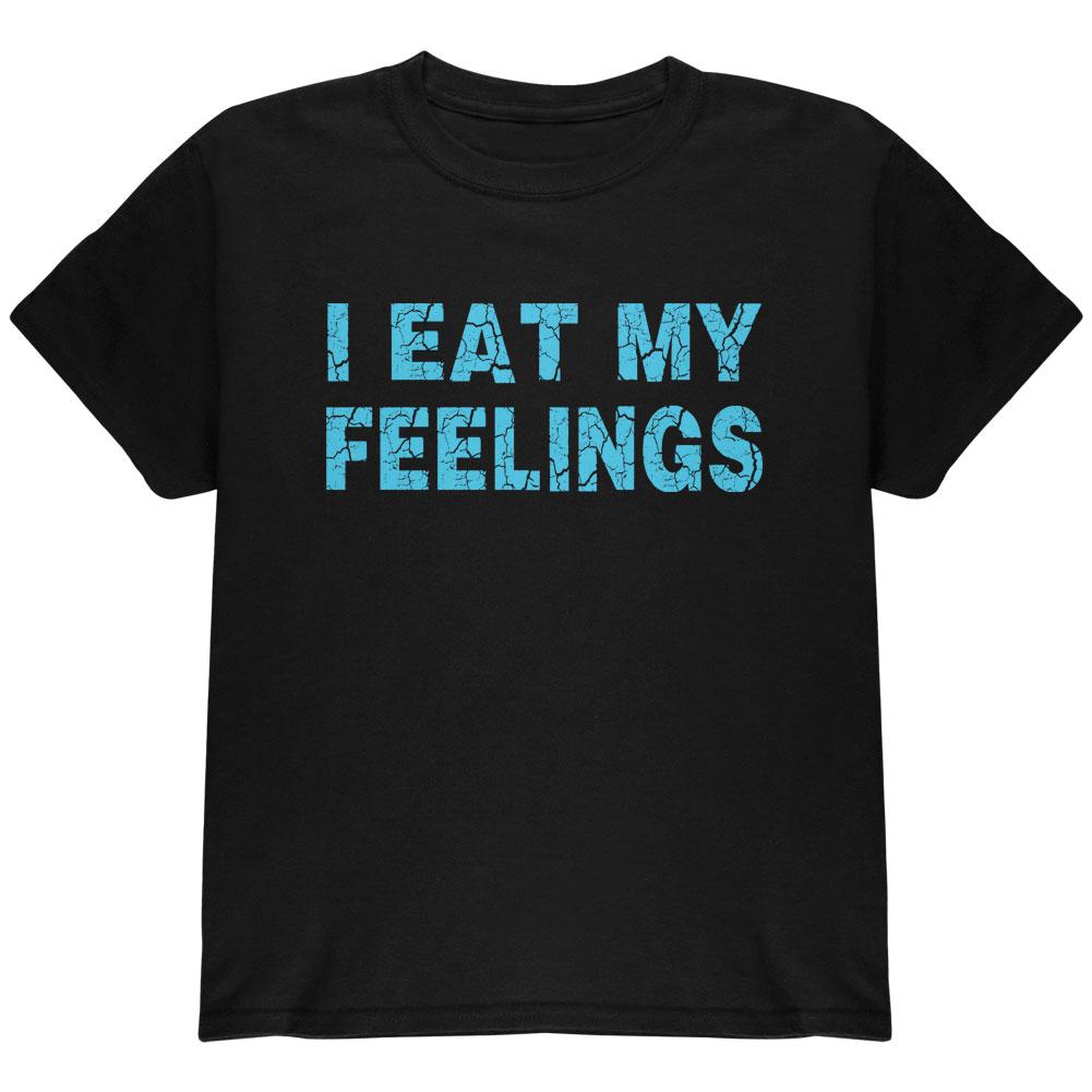 I Eat My Feelings Youth T Shirt Youth T-Shirts Old Glory LG Black 