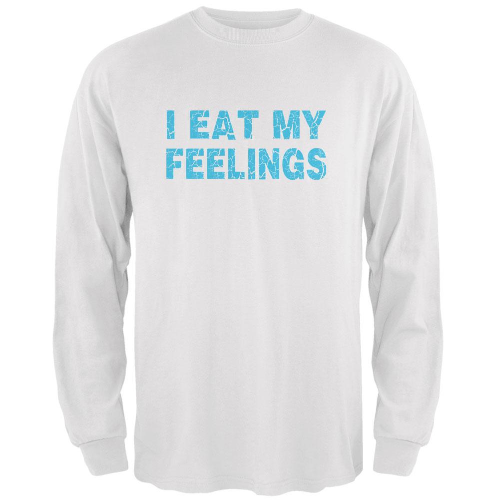 I Eat My Feelings Mens Long Sleeve T Shirt Men's Long Sleeves Old Glory 2XL White 