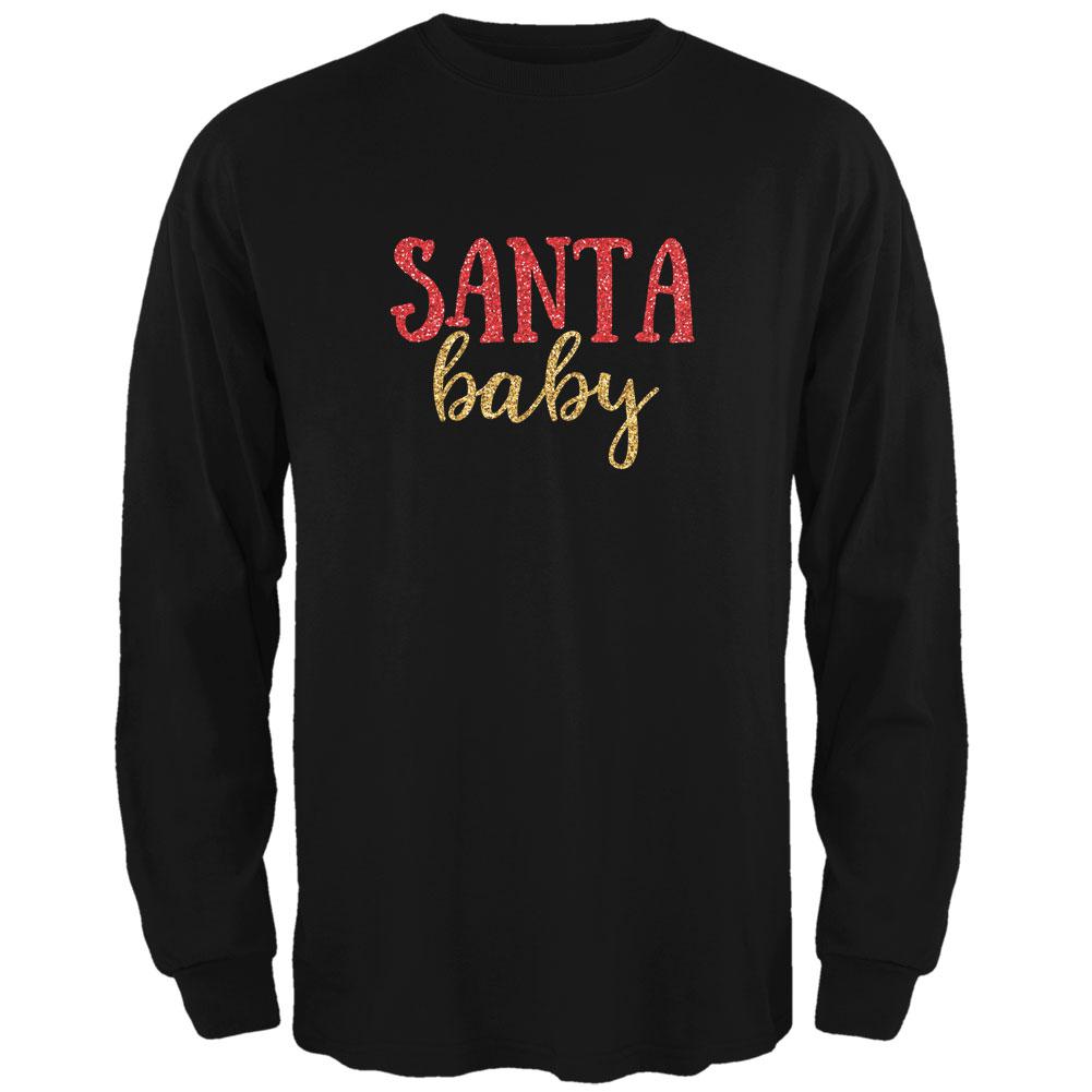 Christmas Santa Baby Mens Long Sleeve T Shirt Men's Long Sleeves Old Glory SM Black 