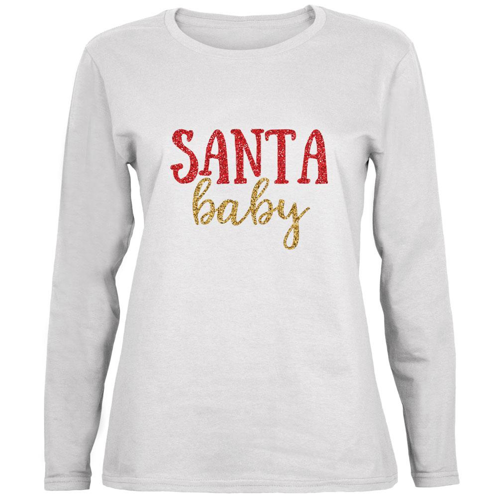 Christmas Santa Baby Ladies' Relaxed Jersey Long-Sleeve Tee Women's Long Sleeves Old Glory 2XL White 