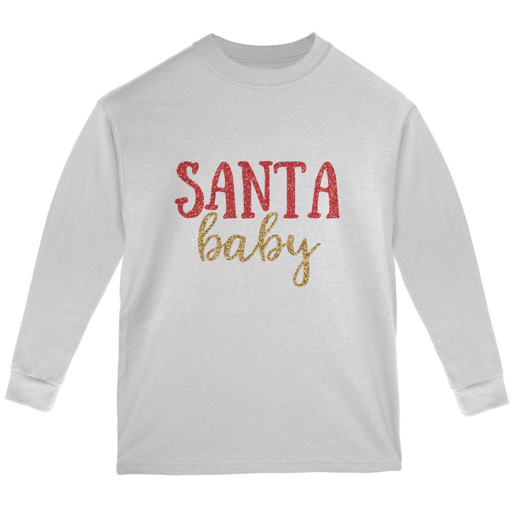 Christmas Santa Baby Youth Long Sleeve T Shirt Youth Long Sleeves Old Glory LG White 