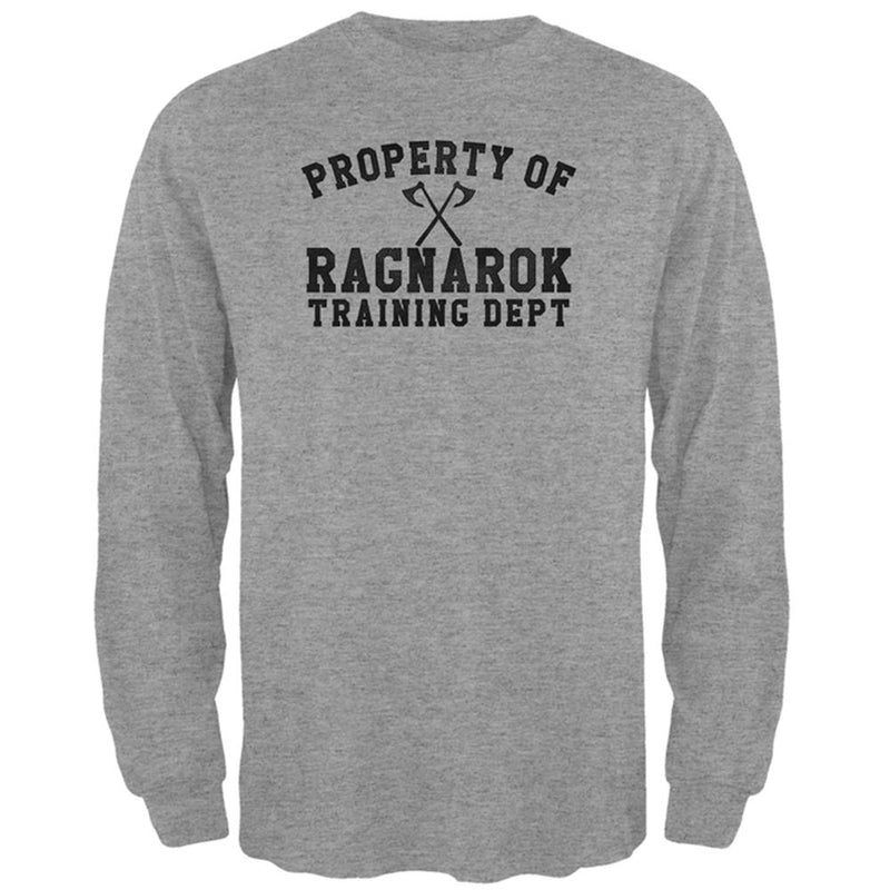 Viking Property of Ragnarok Training Department Mens Long Sleeve T Shirt Men's Long Sleeves Old Glory 2XL Grey 