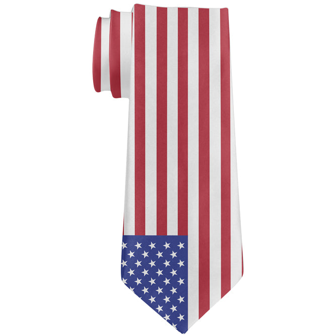 4th of July American USA Flag All Over Neck Tie Ties 4th of July OS Multicolor 