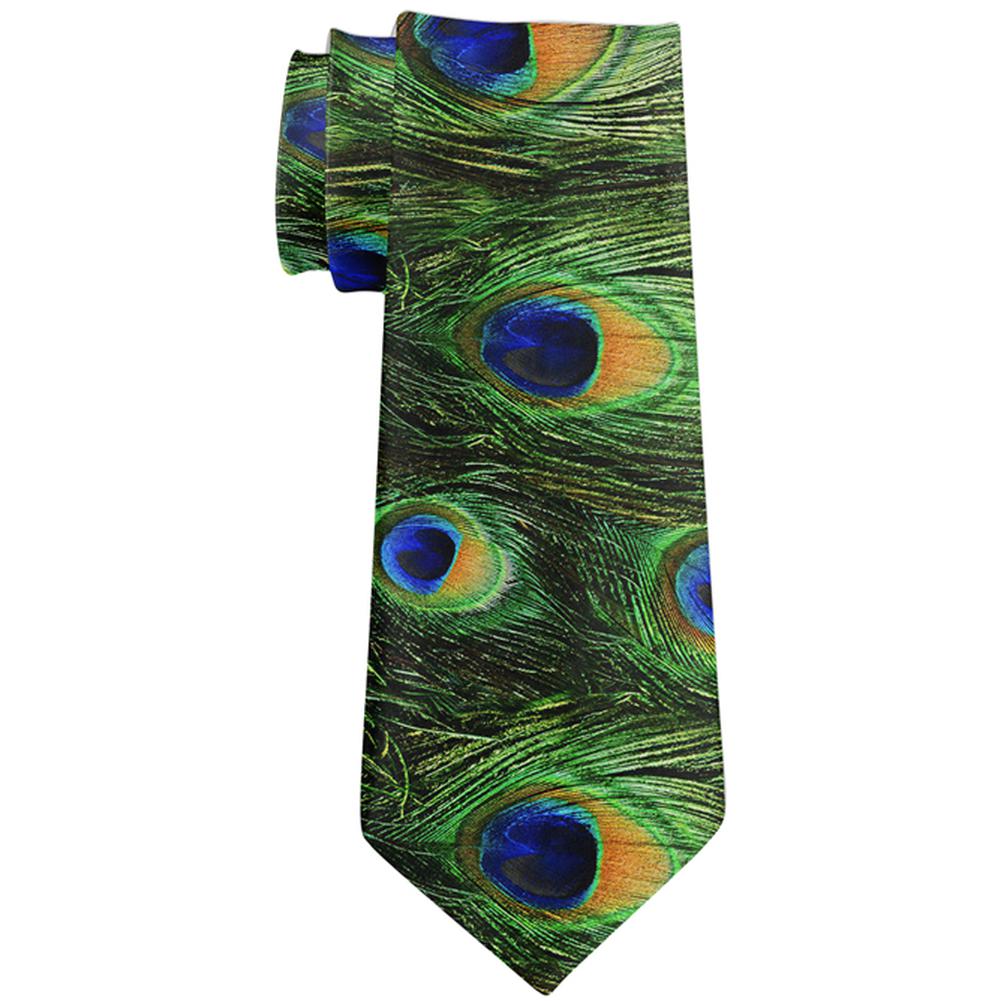 Peacock Feathers All Over Neck Tie Ties Old Glory OS Multi 