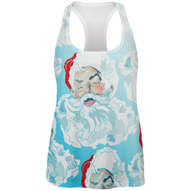 Christmas Classic Jolly Saint Nick Santa Claus All Over Womens Work Out Tank Top Women's Tank Tops Old Glory 2XL Multicolored 