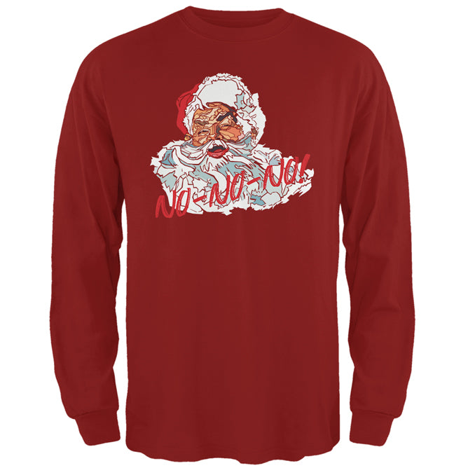 Christmas Santa Claus No No No Funny Mens Long Sleeve T Shirt Men's Long Sleeves Old Glory 2XL Red 