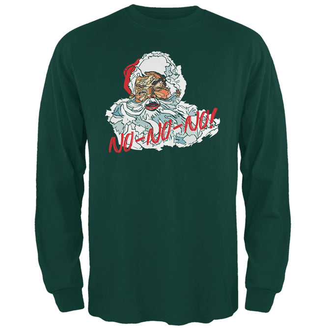 Christmas Santa Claus No No No Funny Mens Long Sleeve T Shirt Men's Long Sleeves Old Glory 2XL Green 