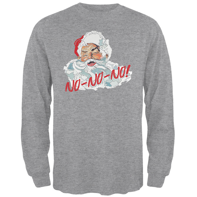 Christmas Santa Claus No No No Funny Mens Long Sleeve T Shirt Men's Long Sleeves Old Glory 2XL Grey 