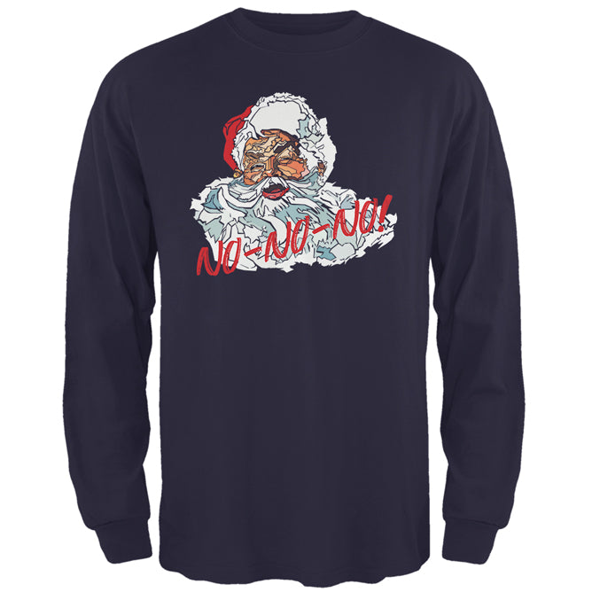 Christmas Santa Claus No No No Funny Mens Long Sleeve T Shirt Men's Long Sleeves Old Glory 2XL Navy 