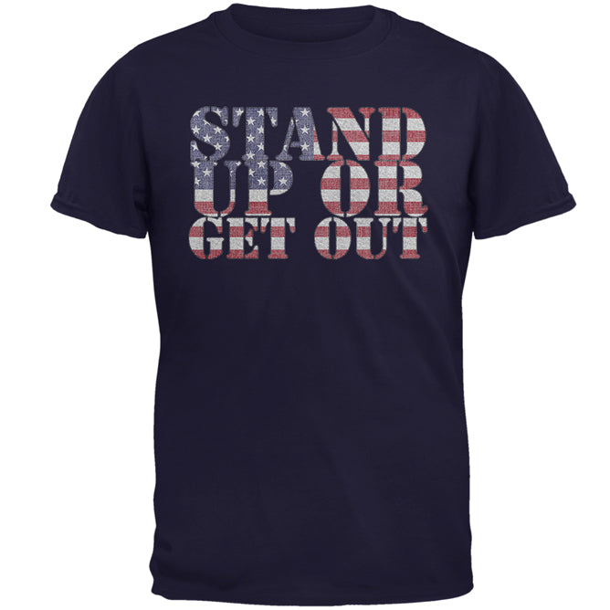 4th of July Stand Up or Get Out Mens T Shirt Men's T-Shirts 4th of July 2XL Navy 